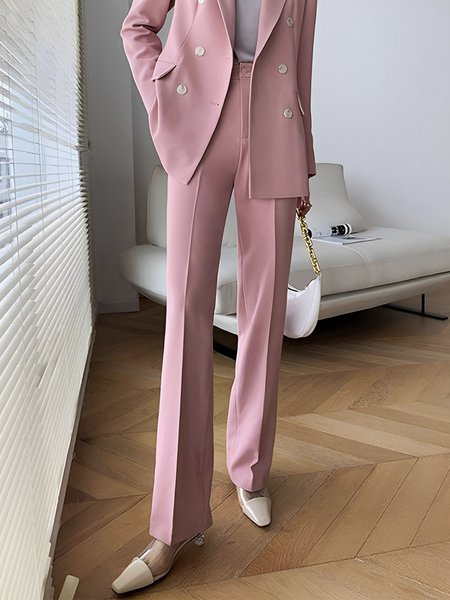 

Daily Regular Fit Urban Plain Fashion Pants, Pink, Pants