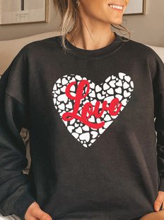 

Ladies Casual Alphabet Love Pullover Sweater Urban Daily Women's Clothing, Black, Sweatshirts & Hoodies