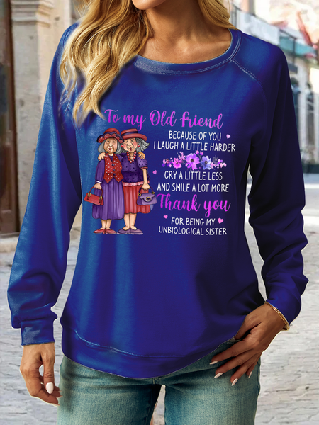 

Women's Funny Old Friend Smile A Lot More Graphic Printing Regular Fit Casual Sweatshirt, Dark blue, Hoodies&Sweatshirts
