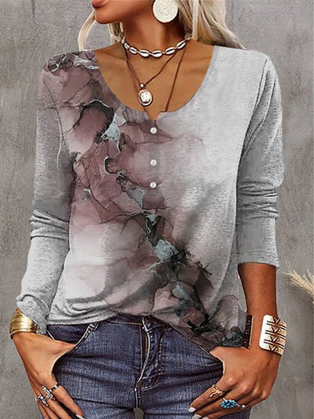 

Crew Neck Casual Cotton-Blend T-Shirt, Light brown, T-Shirts
