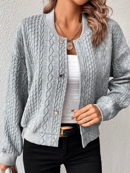 

Stand Collar Loose Casual Jacket, Gray, Jackets