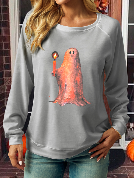 

Women's Ghost Holding A Candle Casual Sweatshirt, Gray, Hoodies&Sweatshirts