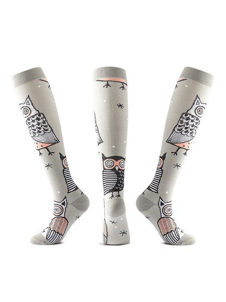 

Halloween Spooky Pattern Mid-Calf Socks, White-gray, Socks