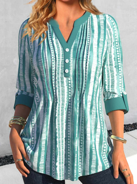 

Casual V Neck Geometric Shirt, Green, Shirts & Blouses
