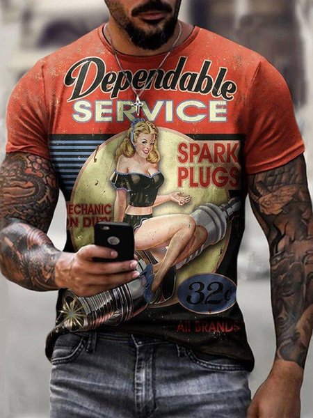 

Casual Short Sleeve Regular Fit T-Shirt, Apricot, T-Shirts