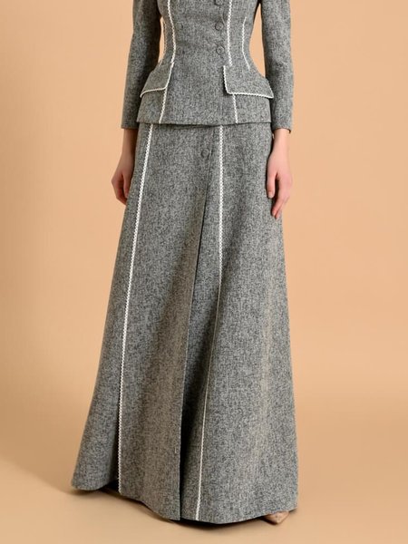 

Regular Fit Plain Elegant Maxi Skirt, Gray, Skirts