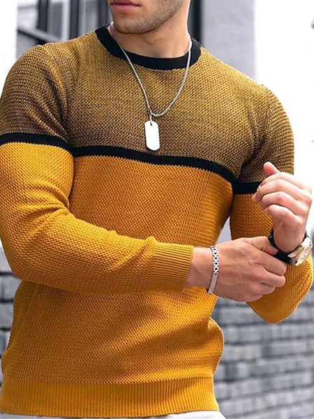 

Casual Crew Neck Long Sleeve T-Shirt, Yellow, T-Shirts
