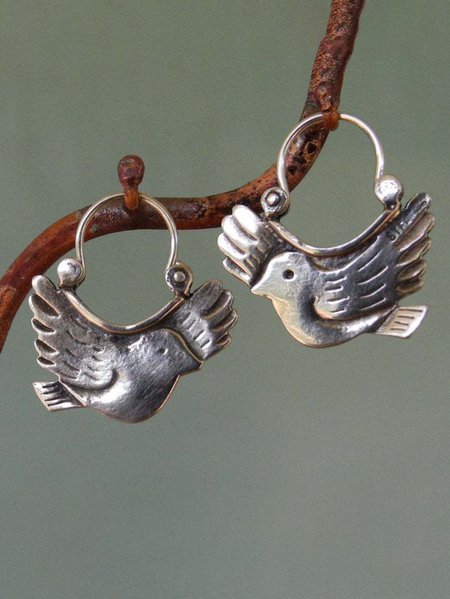 

Vintage Bird Carrier Pigeon Earrings, Silver, Earrings
