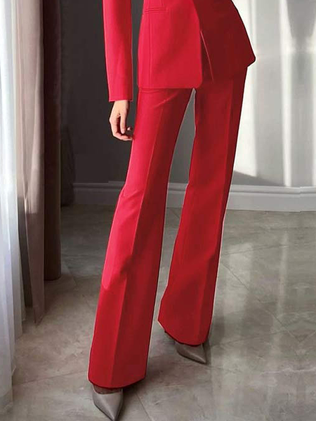 

Plain Urban Regular Fit Fashion Long Pants Straight pants, Red, Pants