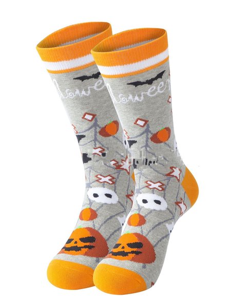 

Halloween Funny Pattern Socks, Light gray, Socks