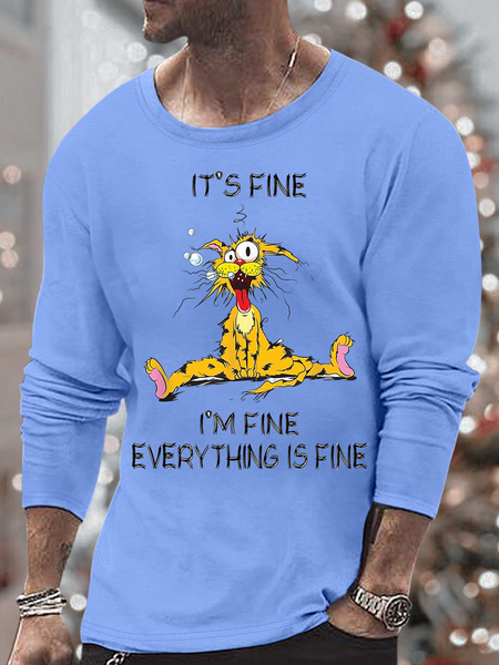 

Mens It's Fine I Am Fine Everything Is Fine Long Sleeve T-Shirt, Light gray, Long Sleeves