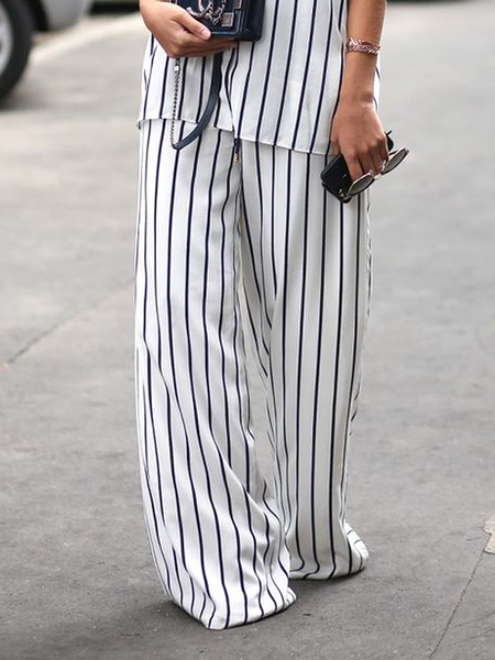

Plain Loose Simple Fashion Long Pants Straight pants, Stripe, Pants