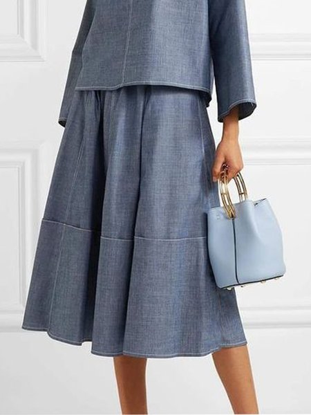 

A-Line Urban Plain Loose Skirt, Grey-blue, Skirts