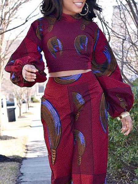 

Geometric Urban Crew Neck Regular Fit Shirt, Deep red, Blouses and Shirts