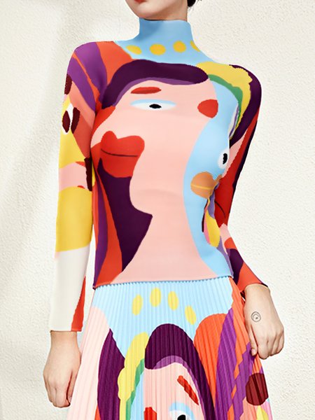 

Long sleeve Urban Turtleneck Face Tight T-Shirt, Multicolor, Tees