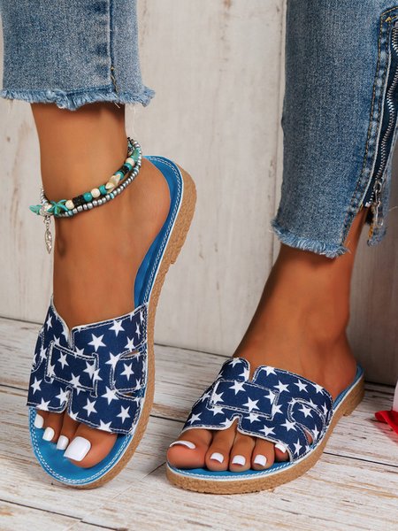 

Independence Day Blue Star Flat Slippers, Sandals & Slippers