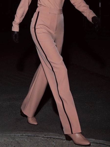 

Regular Fit Color Block Urban Fashion Straight Pants, Pink, Pants