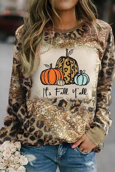 

Crew Neck Casual Leopard Sweatshirt, Sweatshirts & Hoodies