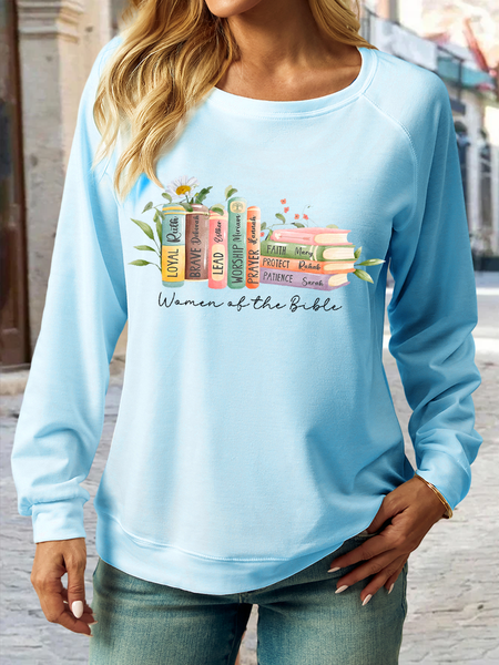 

Women‘s Of The Bible Books Casual Crew Neck Regular Fit Sweatshirt, Light blue, Hoodies&Sweatshirts