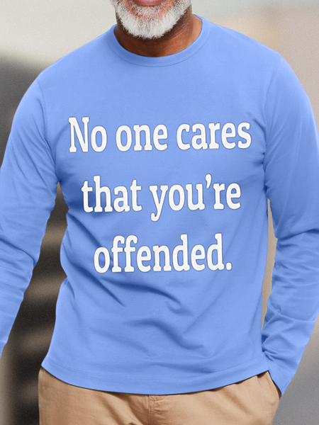 

Mens Casual Crew Neck Long Sleeve T-Shirt, Light blue, Long Sleeves
