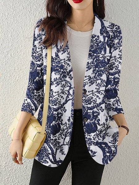 

Casual Loose Lapel Collar Blazer, White, Blazers