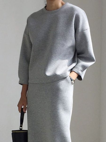 

Plain Crew Neck Urban Loose Sweatshirt, Gray, Hoodies and Sweatshirts