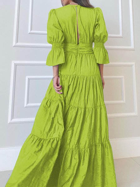 

Party Regular Fit Lantern Sleeve Dress With No, Green, Dresses
