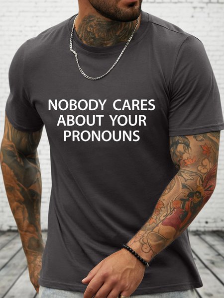 

Men's Cotton Nobody Cares Crew Neck Casual T-Shirt, Deep gray, T-shirts