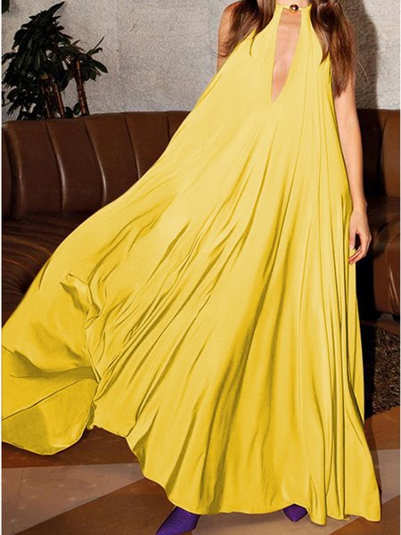 

Urban Plain Loose Wedding Dress, Yellow, Party Dresses