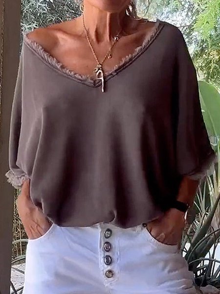 

Casual V Neck T-Shirt, Coffee, T-Shirts