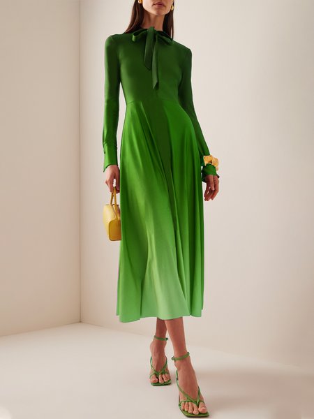 

Ombre Urban Long Sleeve Midi Dress With No Belt, Green, Midi Dresses