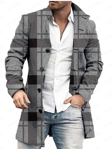 

Geometric Urban Shawl Collar Regular Fit Coat, Color27, Jackets