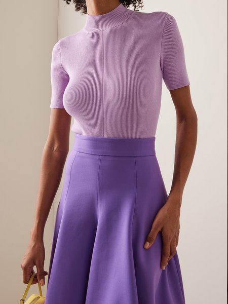 

Urban Plain Stand Collar Regular Fit Sweater, Purple, Pullovers