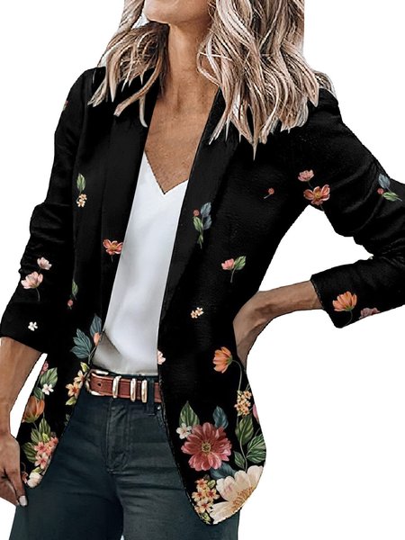 

Casual Lapel Collar Floral Blazer, Color1, Blazers