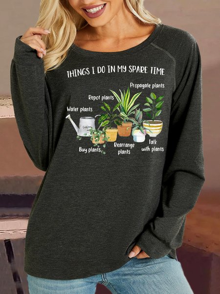 

Women's Plant Nature Lover Casual Sweatshirt, Deep gray, Hoodies&Sweatshirts