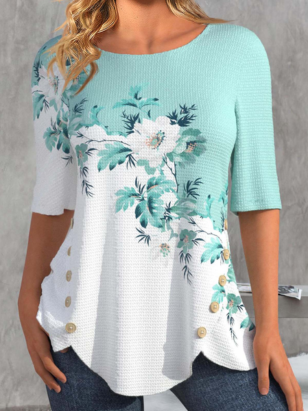 

Buckle Regular Fit Floral Casual T-Shirt, Green, T-Shirts