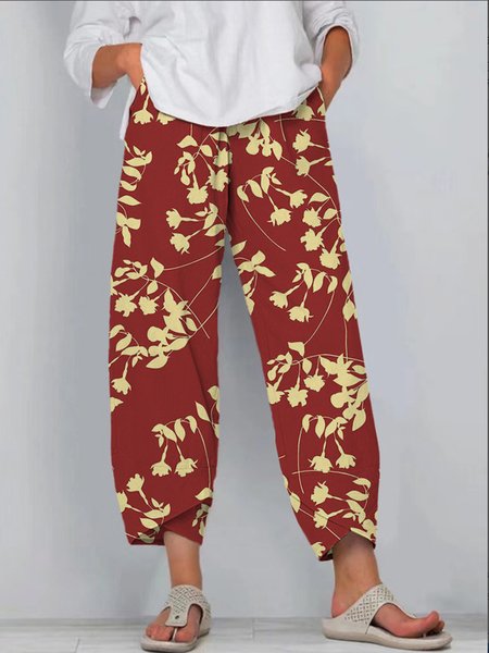 

Casual Plants Regular Fit Pants, Crimson, Pants