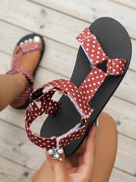 

Women Ethnic Geometric Pattern Hook-and-loop Fastener Strappy Sandals, Color6, Sandals