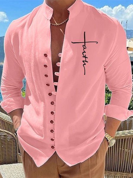 

Casual Abstract Shawl Collar Regular Fit Shirt, Pink, Shirts ＆ Blouse