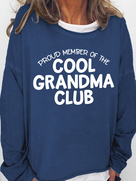 

Women's Cool Grandma Club Casual Cotton-Blend Crew Neck Sweatshirt, Dark blue, Hoodies&Sweatshirts