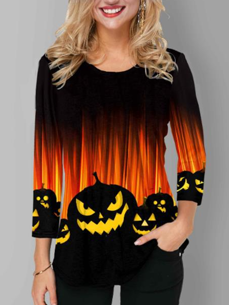 

Halloween Casual T-Shirt, Red, Long sleeves