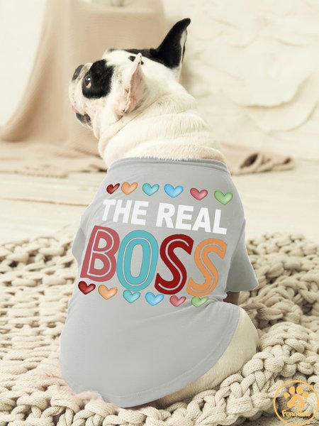 

The Real Boss Human Matching Dog T-Shirt, Gray, Pet T-shirts