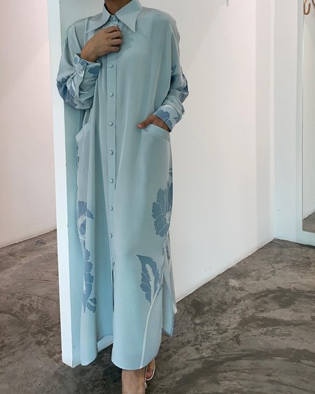 

Shirt Collar Casual Dress, Blue, Maxi Dresses