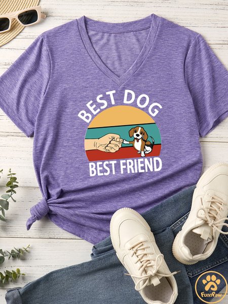 

Women's Best Dog Best Friend Human Matching Dog T-Shirt, Purple, T-shirts