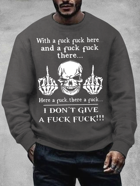 

Men's Casual Crew Neck Skull Sweatshirt, Gray, Hoodies&Sweatshirts