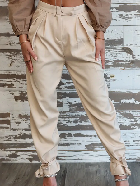 

Regular Fit Plain Casual Pants, Khaki, Pants
