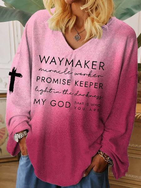 

Ombre V Neck Regular Fit Casual Shirt, Pink, Shirts & Blouses