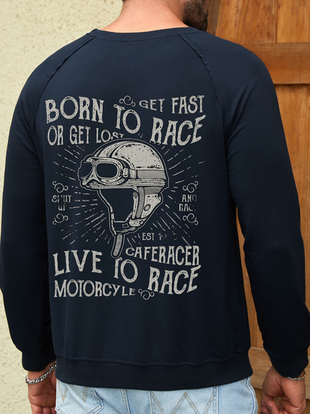 

Men's Cotton-Blend Casual Loose Text Letters Sweatshirt, Dark blue, Hoodies&Sweatshirts