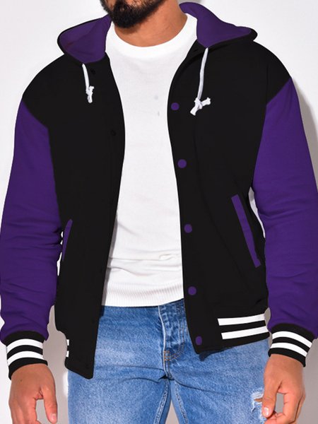 

Loose Sports Others Plain Trench Coat, Purple, Jackets