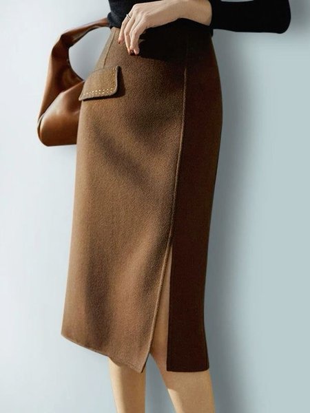 

Urban Loose Plain Skirt, Brown, Skirts